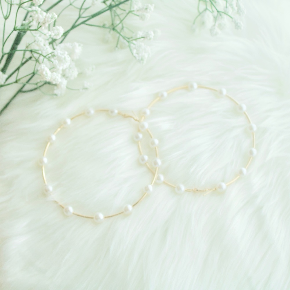 Pearl Hoop Statement Earrings